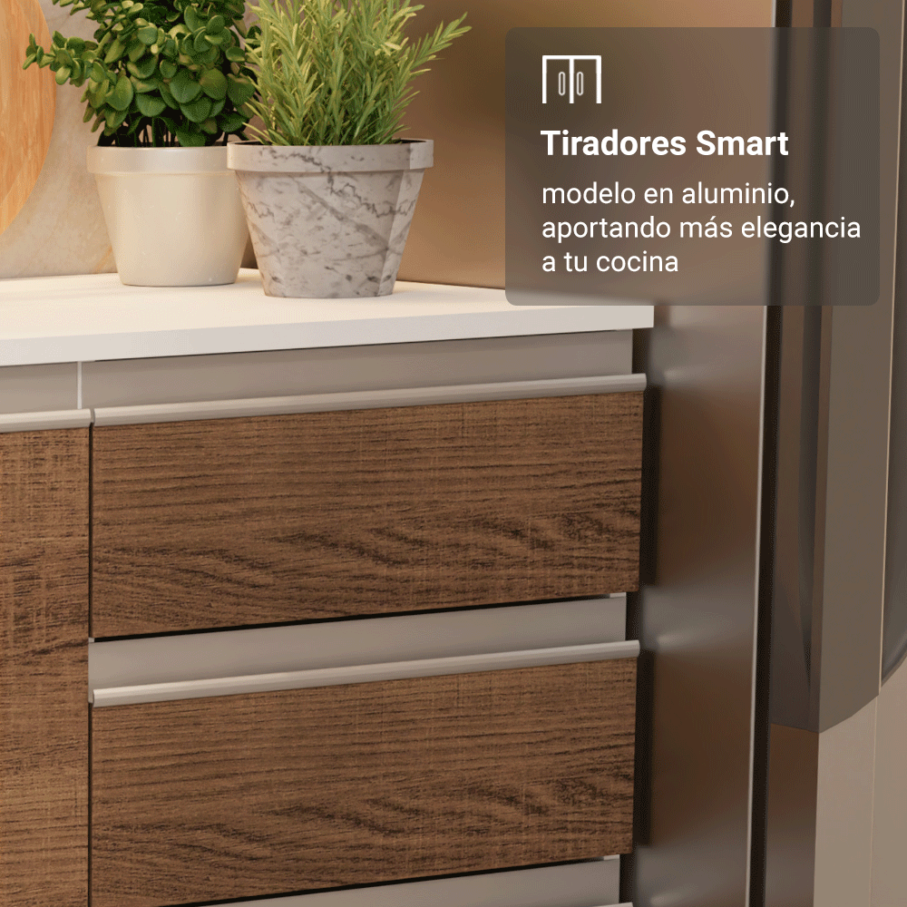 Combo de Cocina 100% MDF 310 cm Smart Blanco/Marrón/Crema 01