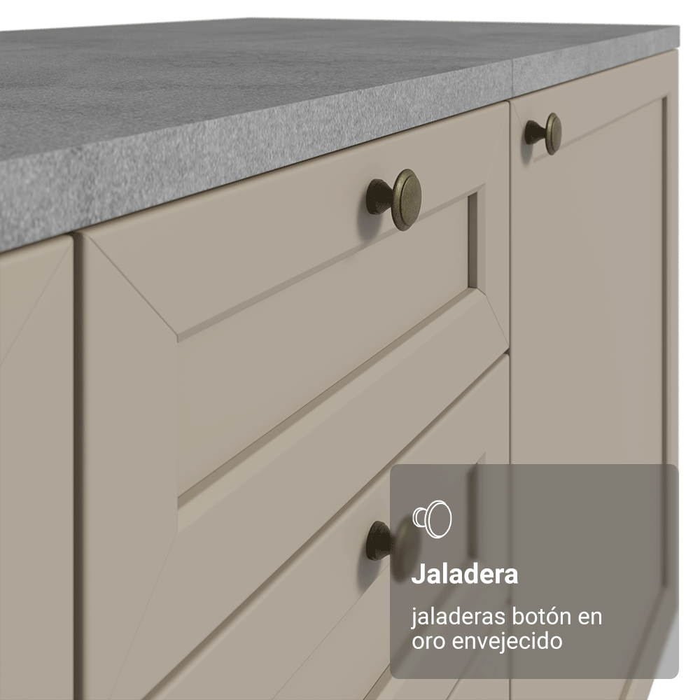 Combo de Cocina Compacta 120 cm Blanco/Crema Vik Madesa 01