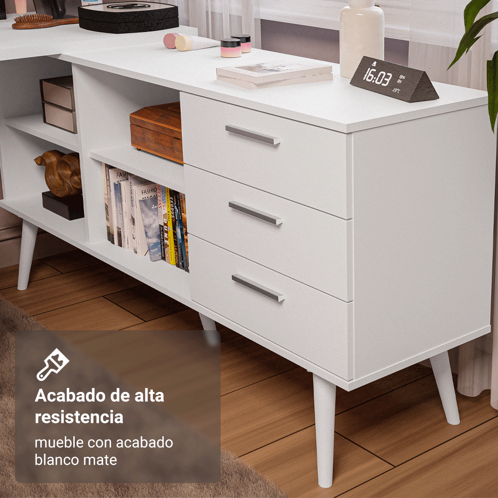 Tocador de Esquina para Maquillaje o Escritorio Madesa BB