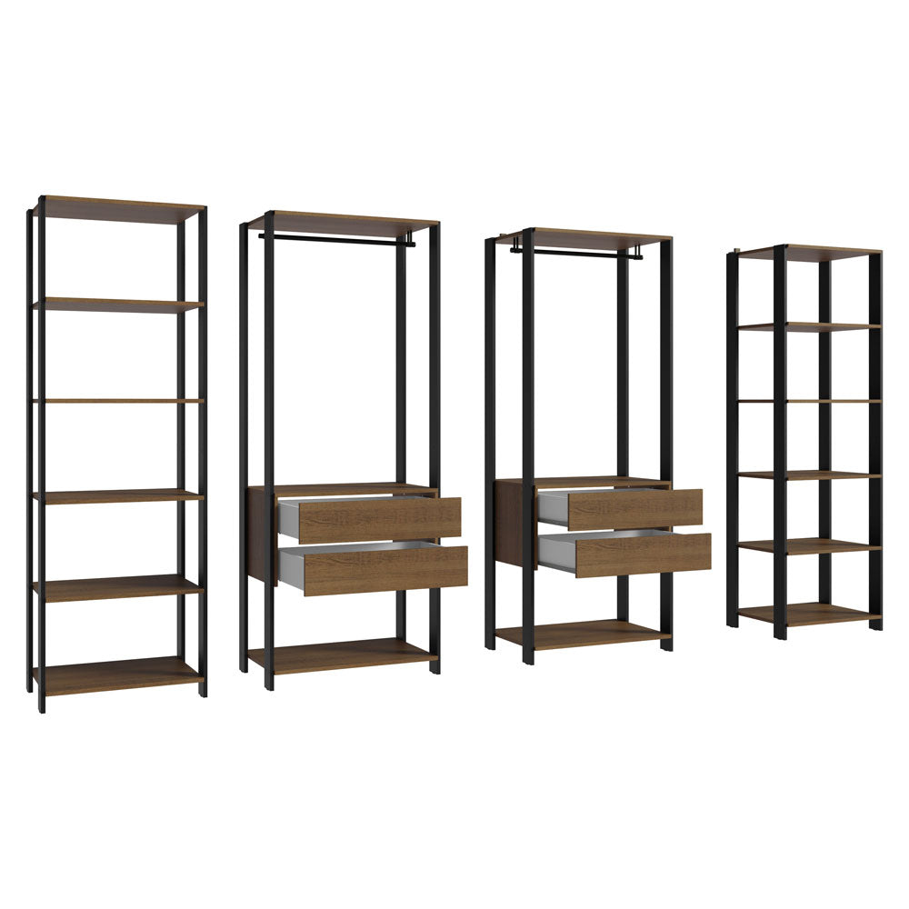 Placard Ropero Modulado Valencia 4 Cajones 258cm Marrón/Negro 01