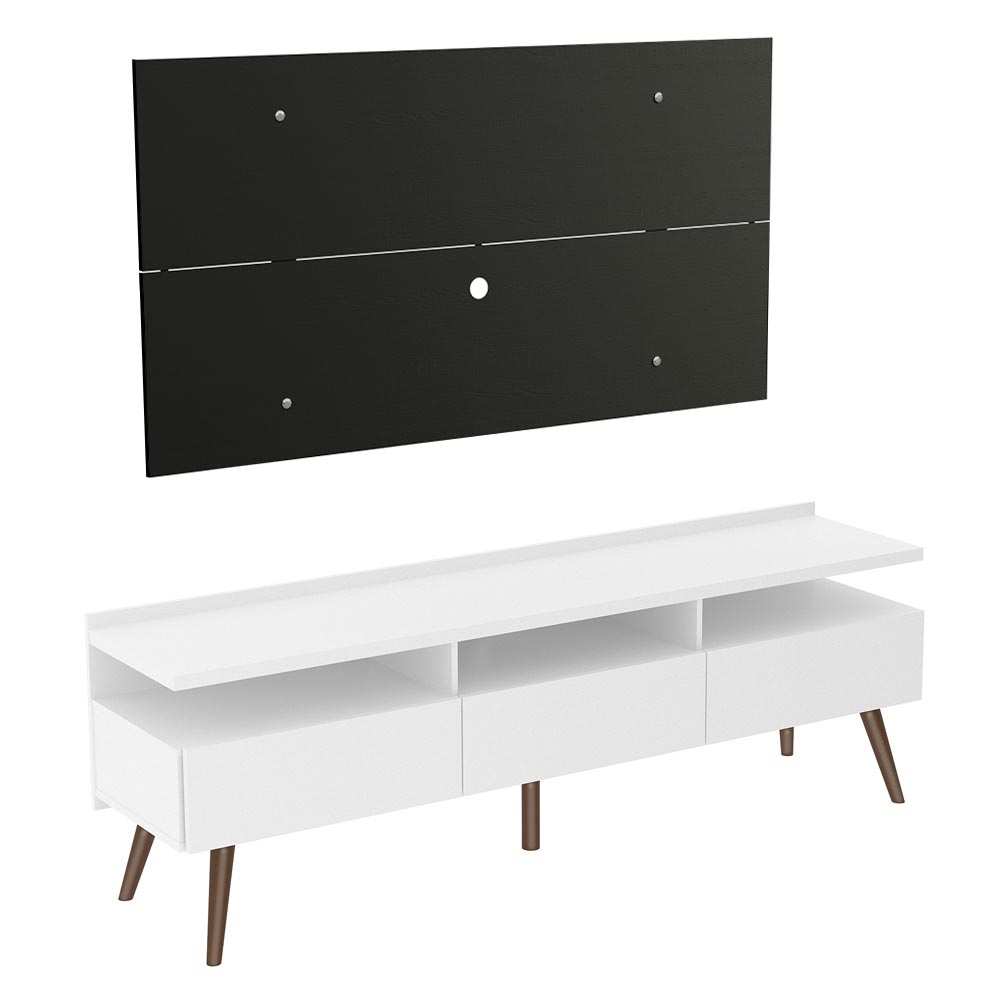 Rack Madesa Londres con Panel para TV hasta 55 Pulgadas Blanco/Negro