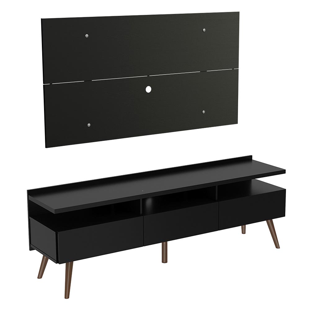 Rack Madesa Londres con Panel para TV hasta 55 Pulgadas Negro