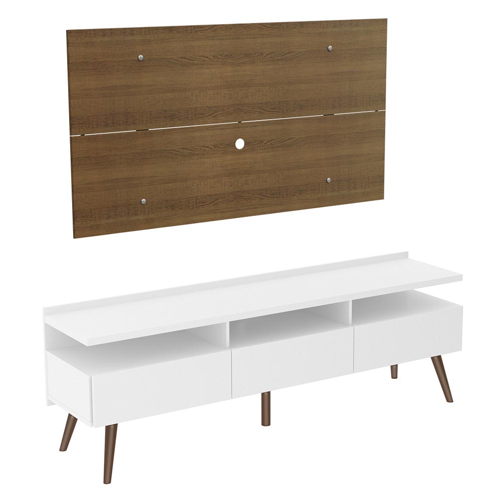 Rack para TV Madesa Londres con Panel de TV hasta 55 Pulgadas Blanco/Marrón