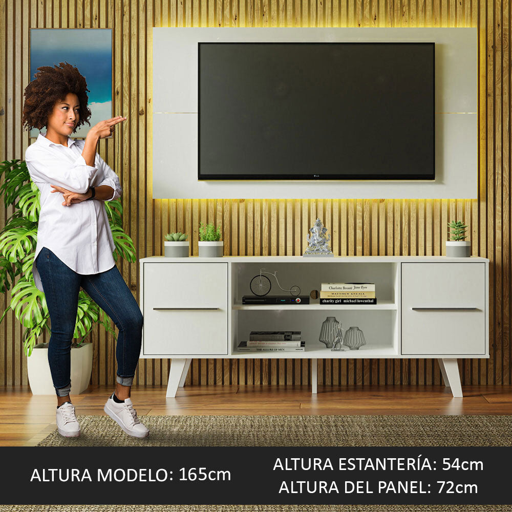 Rack para TV Madesa Copenhagen con Panel de TV hasta 55 Pulgadas Blanco