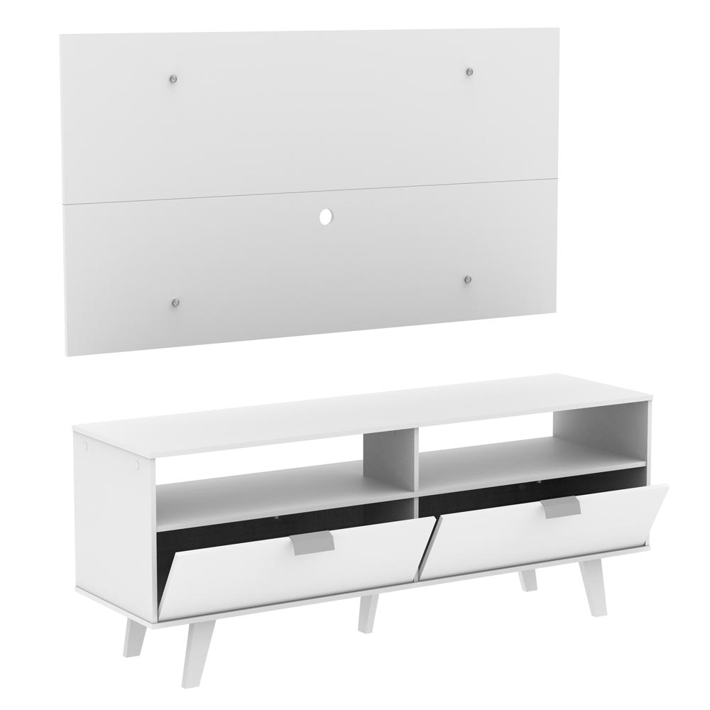 Rack Madesa Oslo con Panel para TV hasta 55 Pulgadas 2 Puetas Blanco