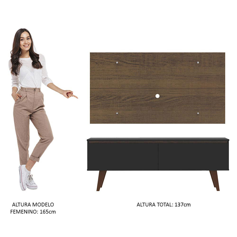 Rack para TV Madesa Le Mans con Panel de TV hasta 55 Pulgadas 2 Puertas Negro/Marrón