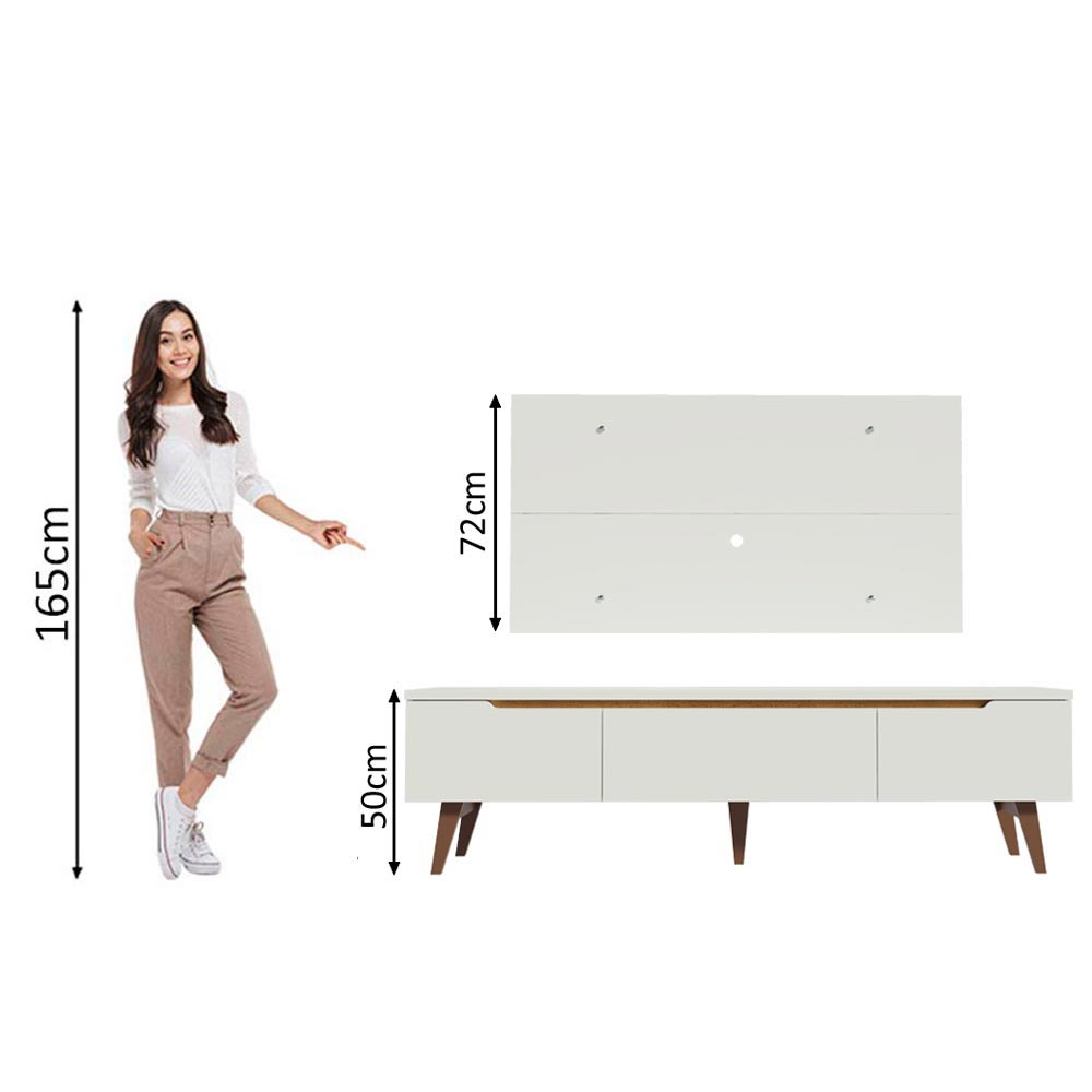 Rack para TV Madesa Reims con Panel de TV hasta 55 Pulgadas 2 Puertas e 1 Cajon Blanco