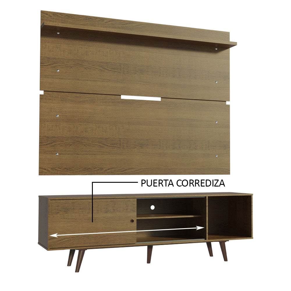 Rack Madesa Dubai con Panel para TV hasta 65 Pulgadas con Patas Marrón