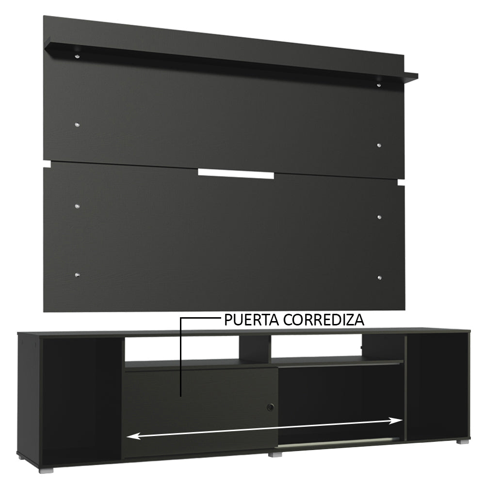 Rack Madesa Cancun con Panel para TV hasta 65 Pulgadas Negro