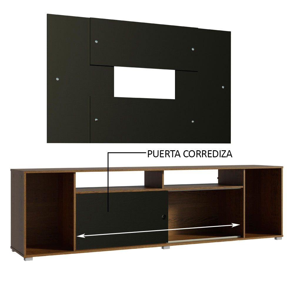Rack Madesa Cancun con Panel para TV hasta 58 Pulgadas Marrón/Negro