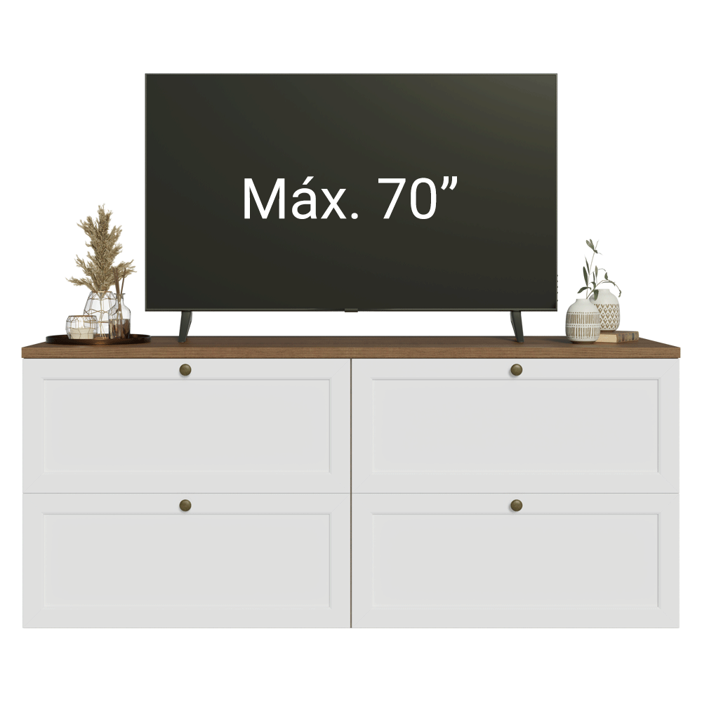 Rack para TV hasta 70 pulgadas, 160cm, 4 cajones, Marrón/Blanco Vik 04