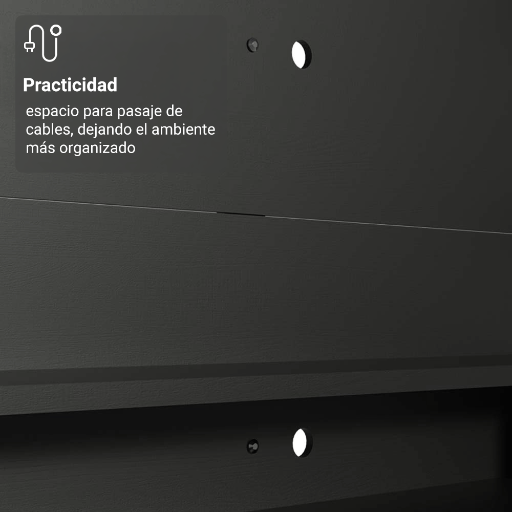 Rack con Panel para TV hasta 60 Pulgadas 180 cm Negro Cancun Madesa