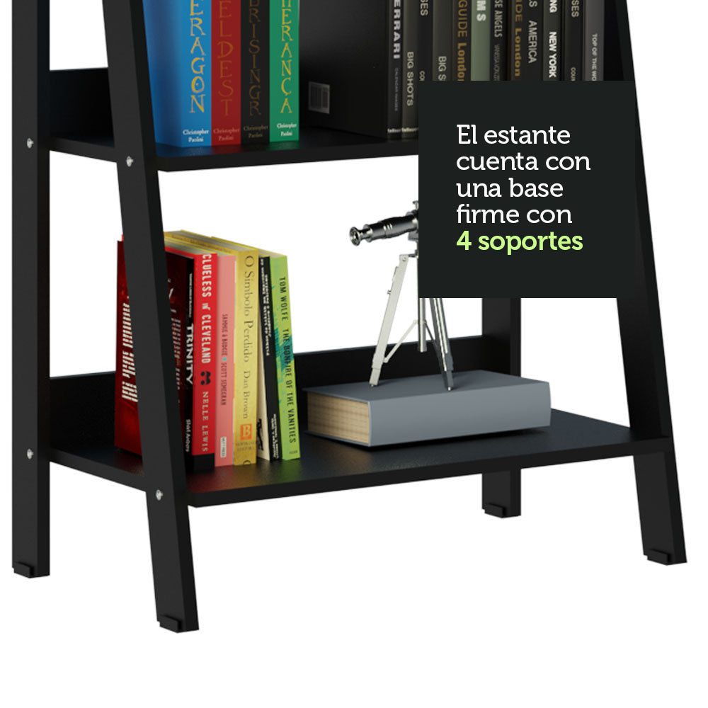 Kit Escritorio Industrial y Estante Escalera Negro Madesa