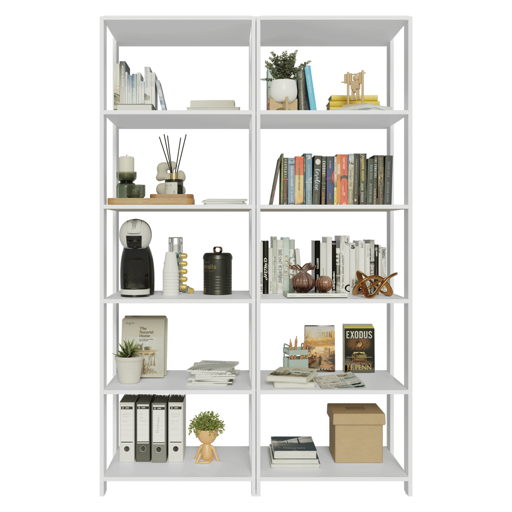 Mueble/Estante de Oficina Multiusos, 118 cm, 10 Estantes, Blanco