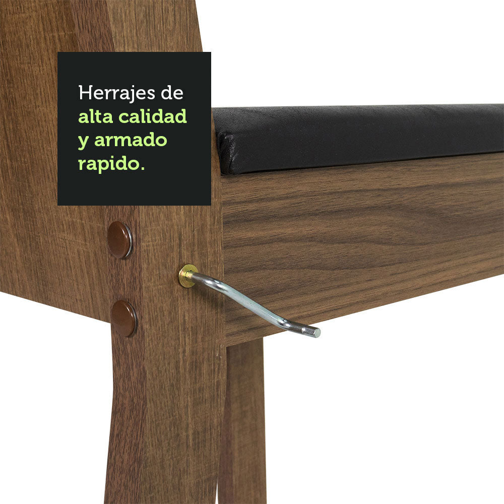 Juego de Comedor Mesa con Tapa de Vidrio 4 Sillas Marrón/Crema/Negro Perla Madesa