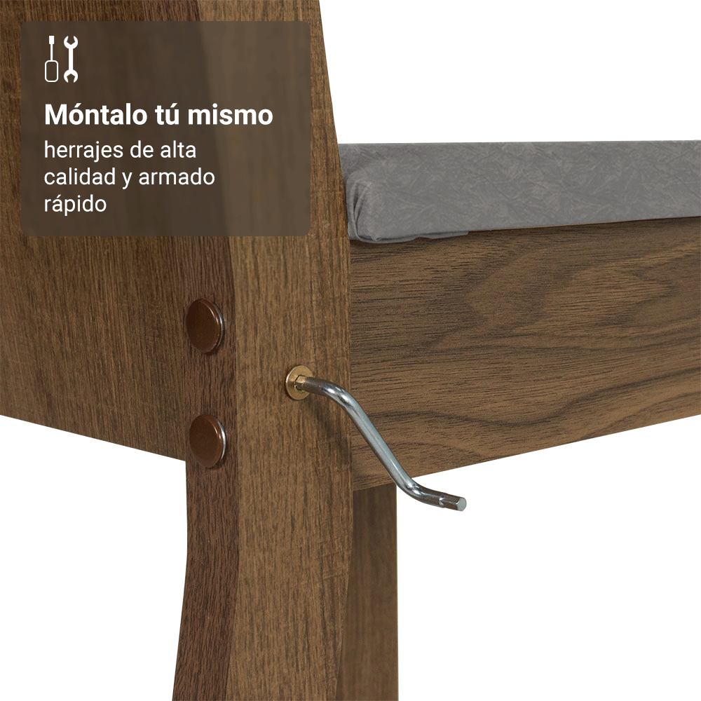 Juego de Comedor Mesada de Madera 4 Sillas Marilyn Marrón/Silver