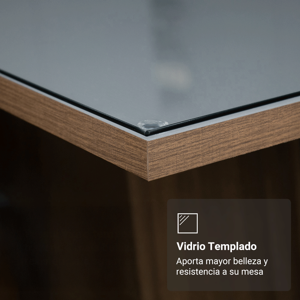 Juego de Comedor Mesada de Vidrio 4 Sillas Sines Marrón/Gris/Silver