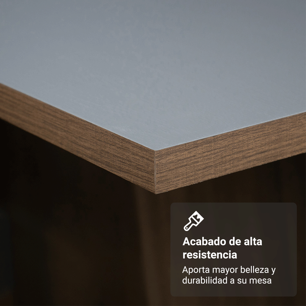 Juego de Comedor Mesada de Madera 4 Sillas Cannes Marrón/Gris/Silver