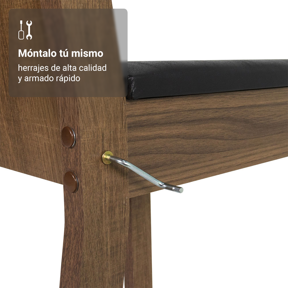 Juego de Comedor Mesada de Madera 6 Sillas Analu Marrón/Negro