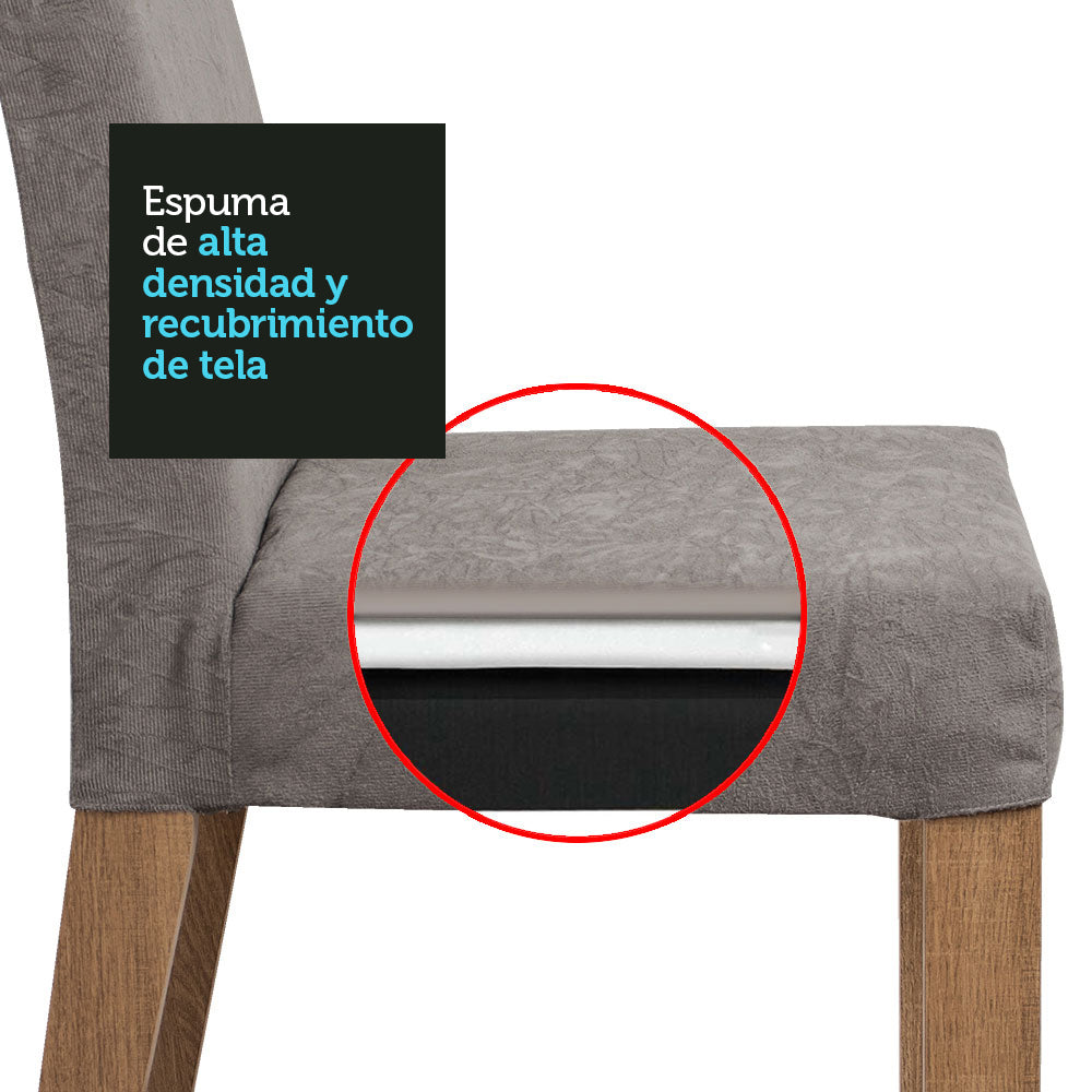 Juego de Comedor Mesada de Madera 8 Sillas Doris Marrón/Silver