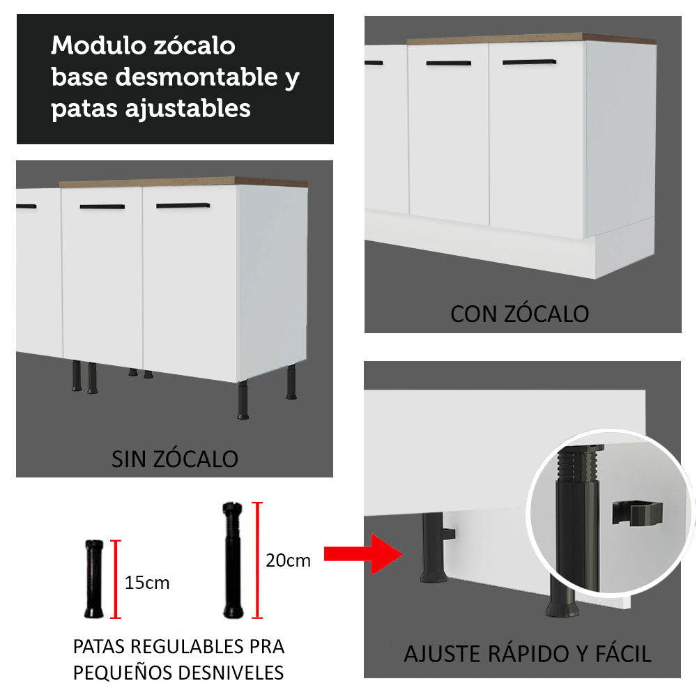 Bajo Mesada Multiuso Garaje 80cm (con Tapa) Blanco/Marrón