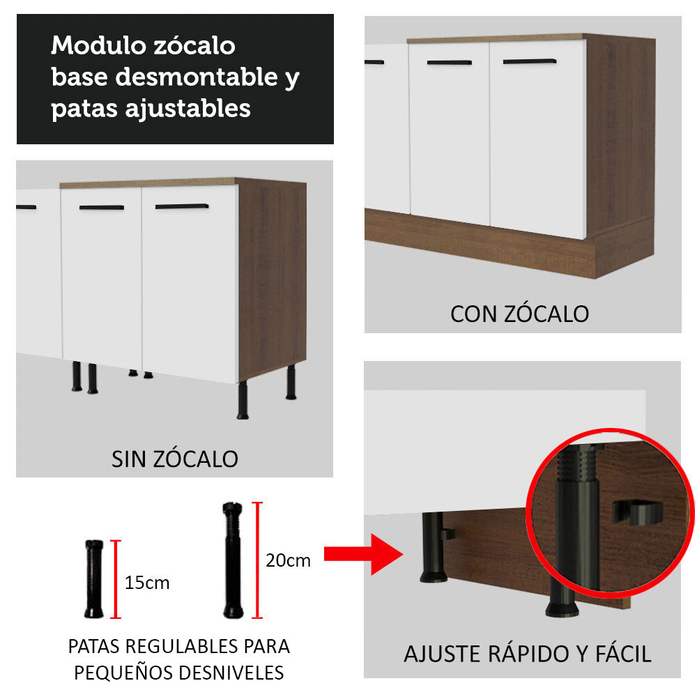 Bajo Mesada Multiuso Garaje 80cm (con Tapa) Marrón/Blanco