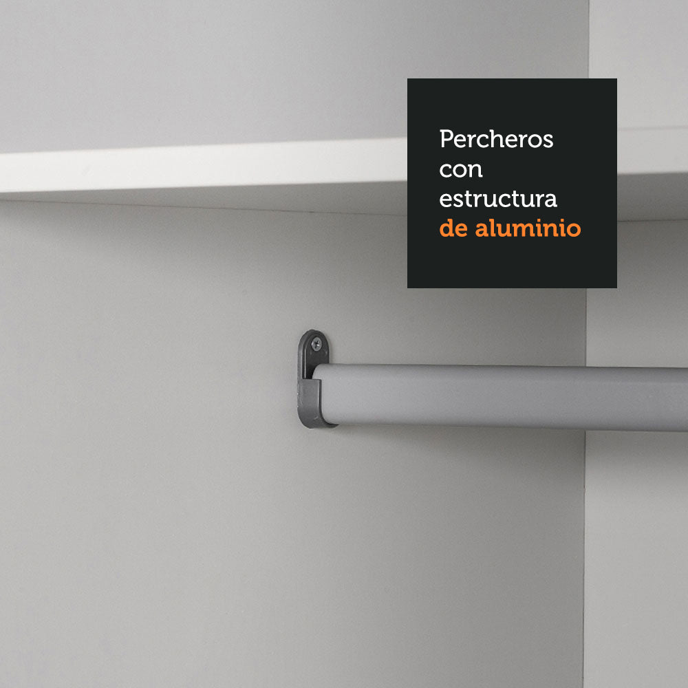 Placard Soltero 2 Puertas Corredizas con Espejo 4 Cajones Blanco/Marrón Dallas Plus