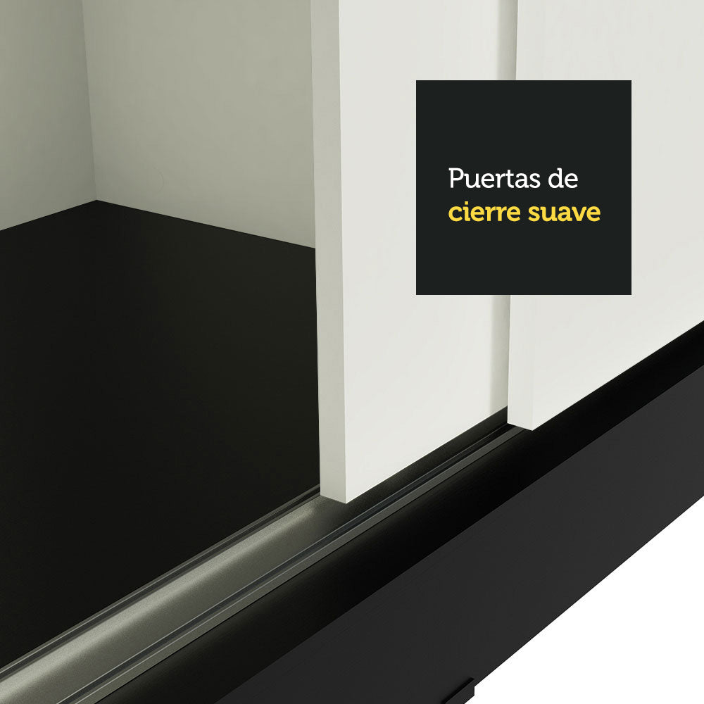 Placard Matrimonial Reno 3 Puertas Corredizas con Espejos Negro/Blanco