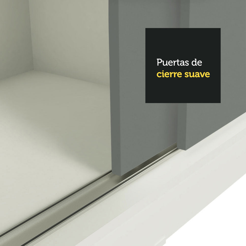 Placard Ropero Matrimonial Madesa Reno 3 Puertas Corredizas con Espejos Blanco/Gris