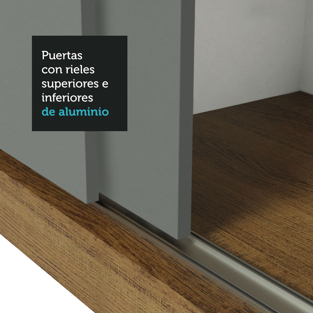 Placard Ropero Matrimonial Madesa Reno 3 Puertas Corredizas con Espejo Marrón/Gris