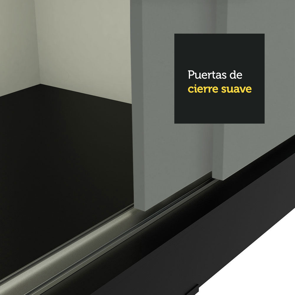 Placard Ropero Matrimonial Madesa Reno 3 Puertas Corredizas con Espejos Negro/Gris