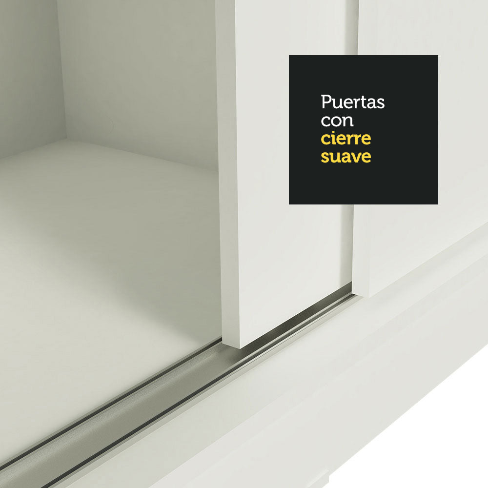 Placard Ropero Solteiro Madesa Tokio 2 Puertas Corredizas con 2 Cajones Blanco