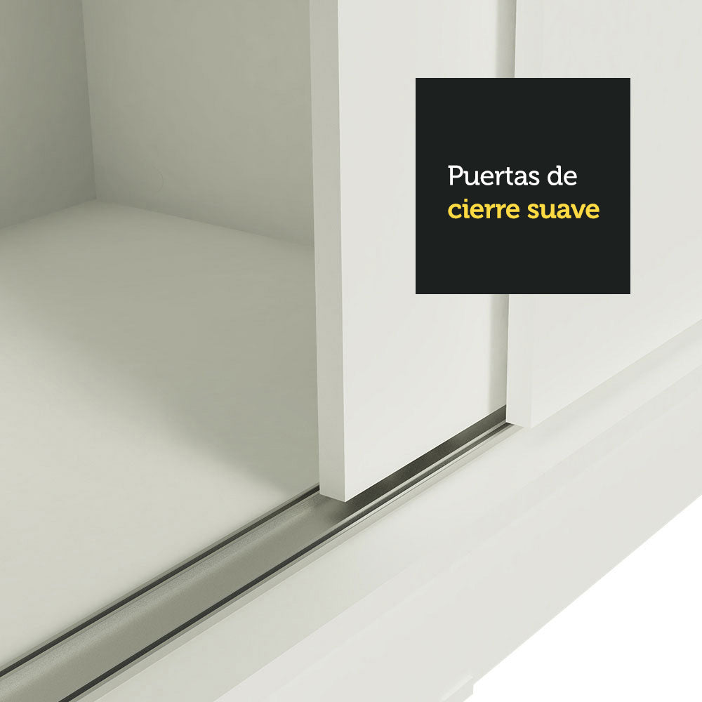 Placard Ropero Solteiro Madesa Tokio 2 Puertas Corredizas de Espejo 2 Cajones Blanco