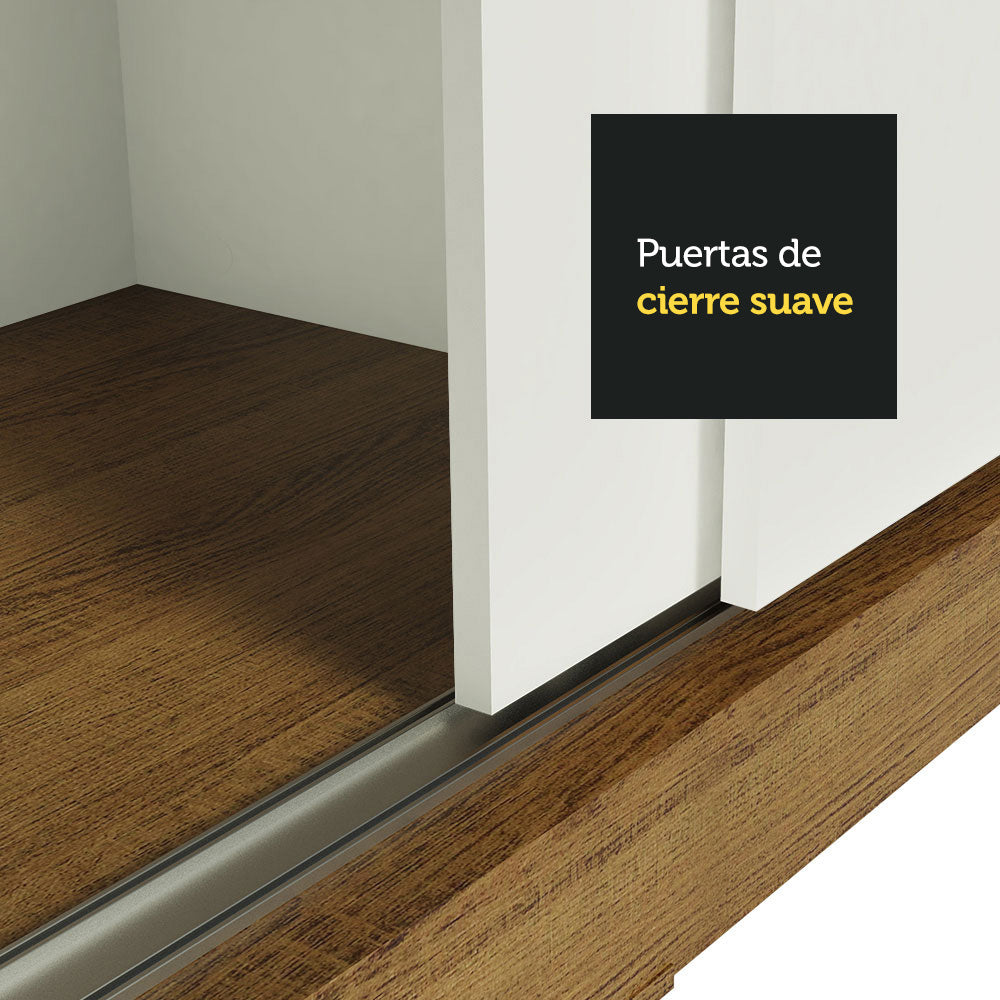 Placard Ropero Solteiro Madesa Tokio 2 Puertas Corredizas de Espejo 2 Cajones Marrón/Blanco
