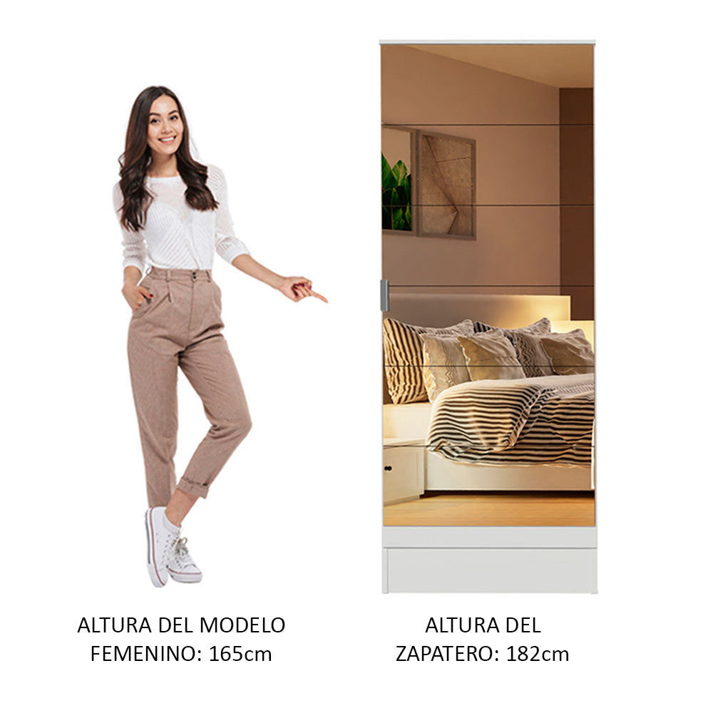 Zapatero 1 Puerta con Espejo Blanco