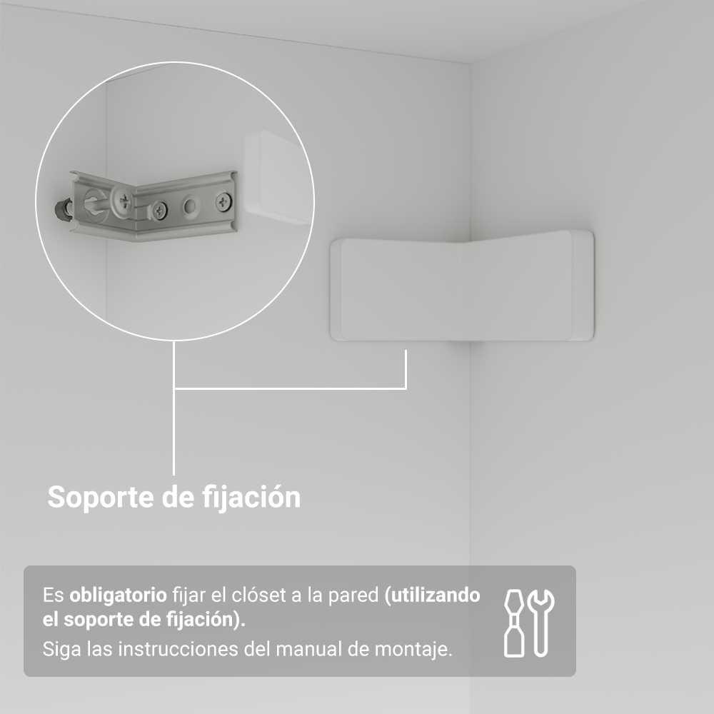 Placard Closet con Patas 2 Cajones 121 cm Blanco Venus Madesa