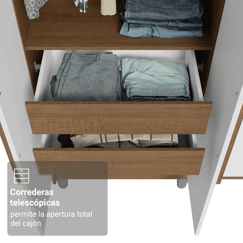 Placard Individual con Patas 4 Puertas Batientes Marrón/Blanco/Marrón Venus Madesa