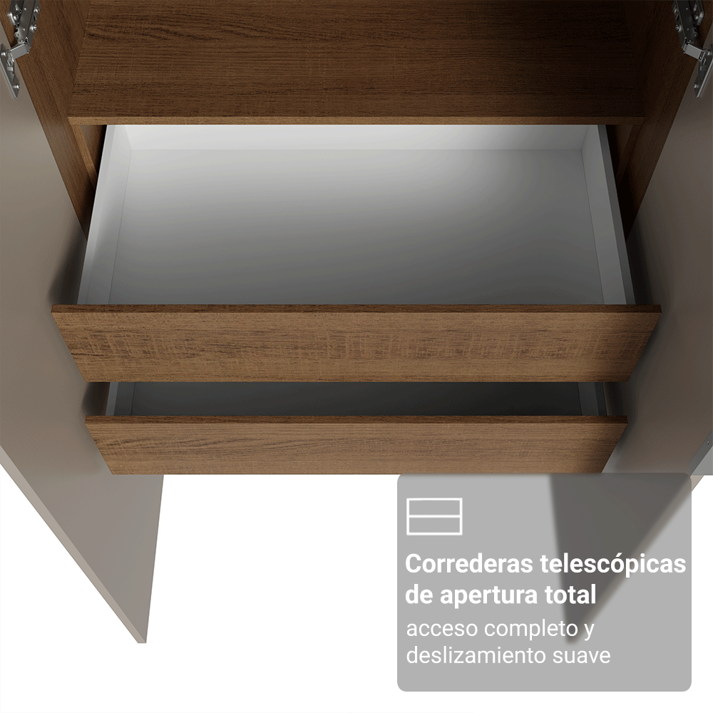 Placard Modular 2 Puertas con Espejo 2 Cajones 1 Perchero Marrón/Crema Neo Madesa
