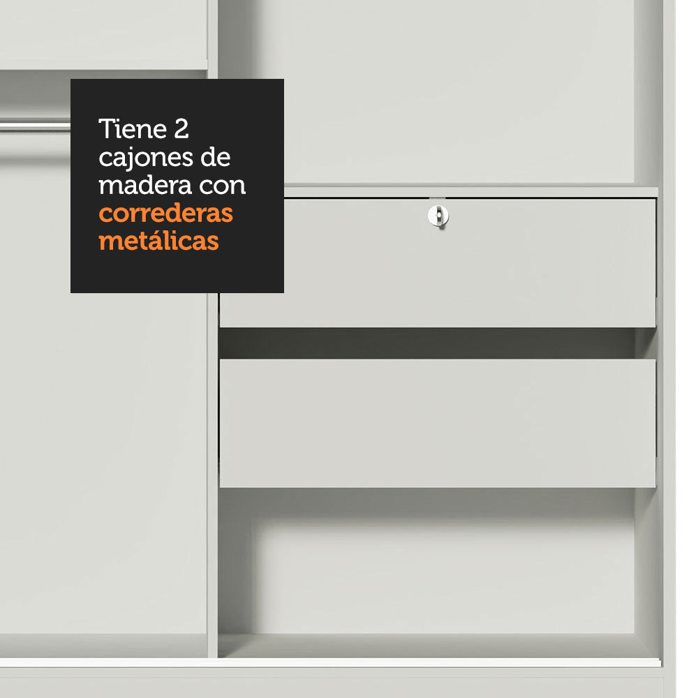 Placard Soltero 2 Puertas Corredizas Blanco Max