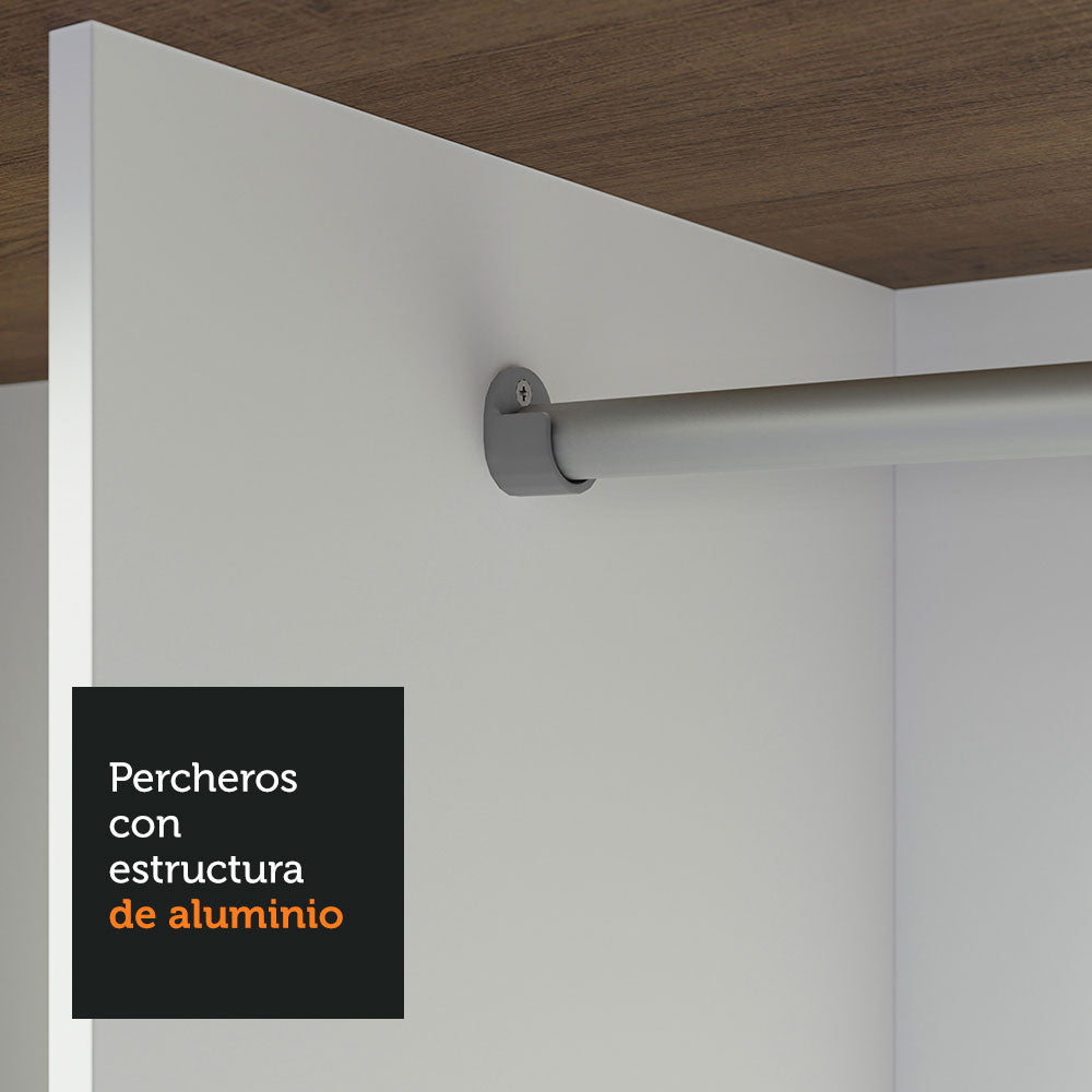 Placard Matrimonial 3 Puertas Corredizas con Espejos 2 Cajones Marrón/Gris Sublime