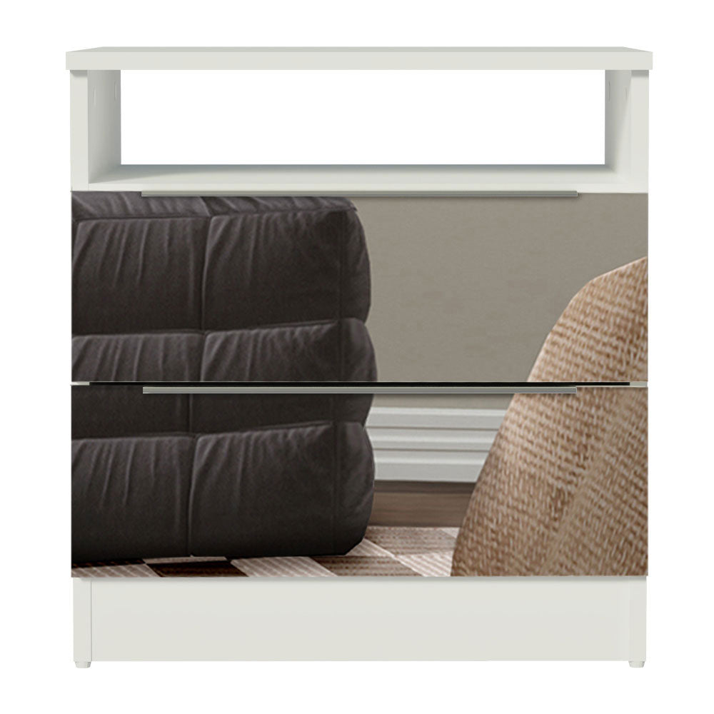 Mesa de Luz Madesa 3227 2 Cajones con Espejo Blanco