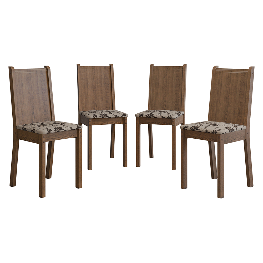Kit 4 Sillas 4290 Marrón / Beige Marrón