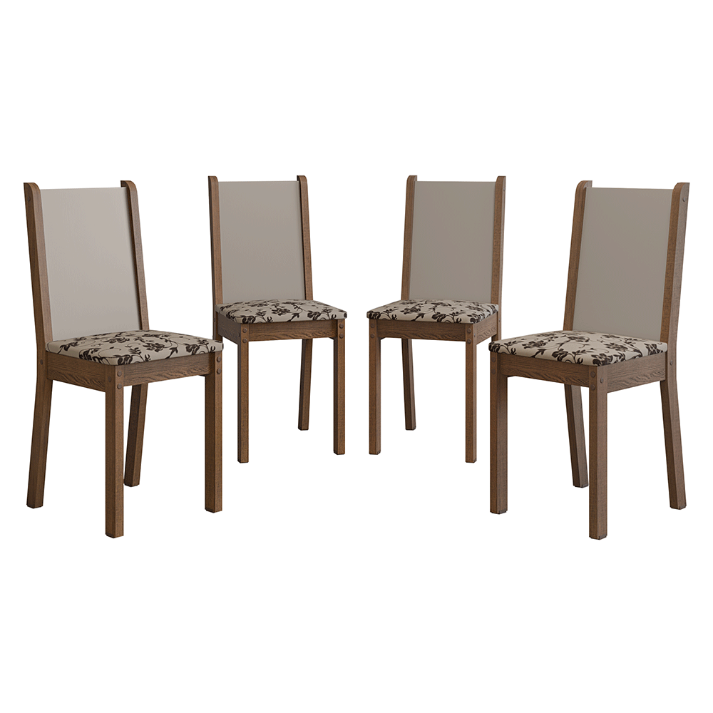 Kit 4 Sillas 4291 Marrón/Crema/Beige