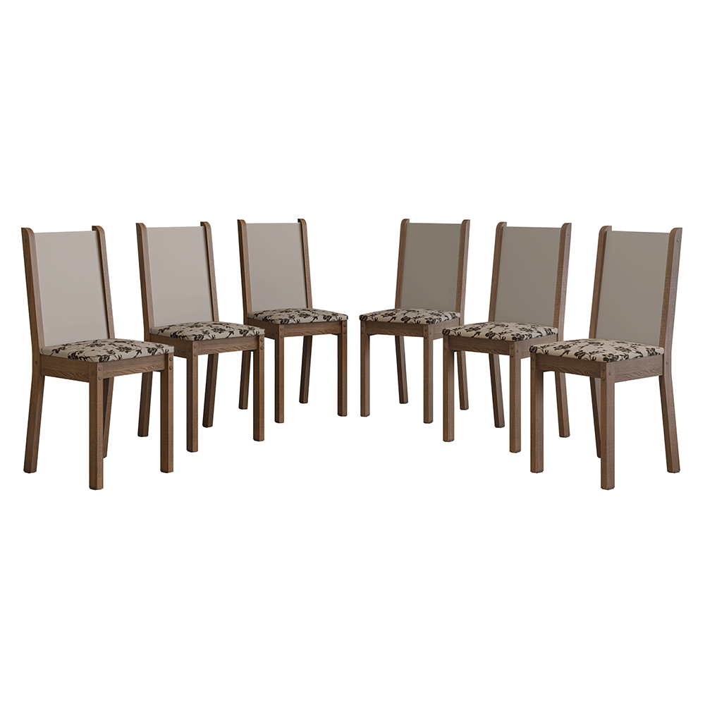 Kit 6 Sillas 4291 Marrón/Crema/Beige Marrón