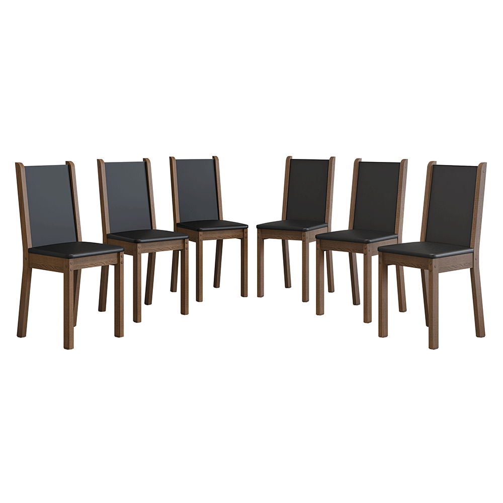 Kit 6 Sillas 4291 Marrón/Negro