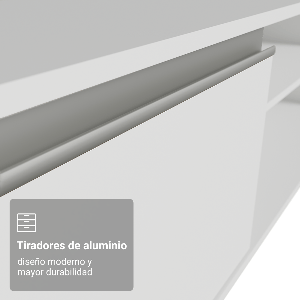 Rack Flotante para TV hasta 80 Pulgadas 218 cm 2 Puertas Blanco Glamy Madesa
