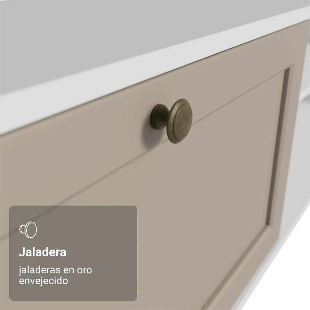 Rack Flotante para TV hasta 80 Pulgadas 218 cm 2 Puertas Blanco/Crema Vik Madesa
