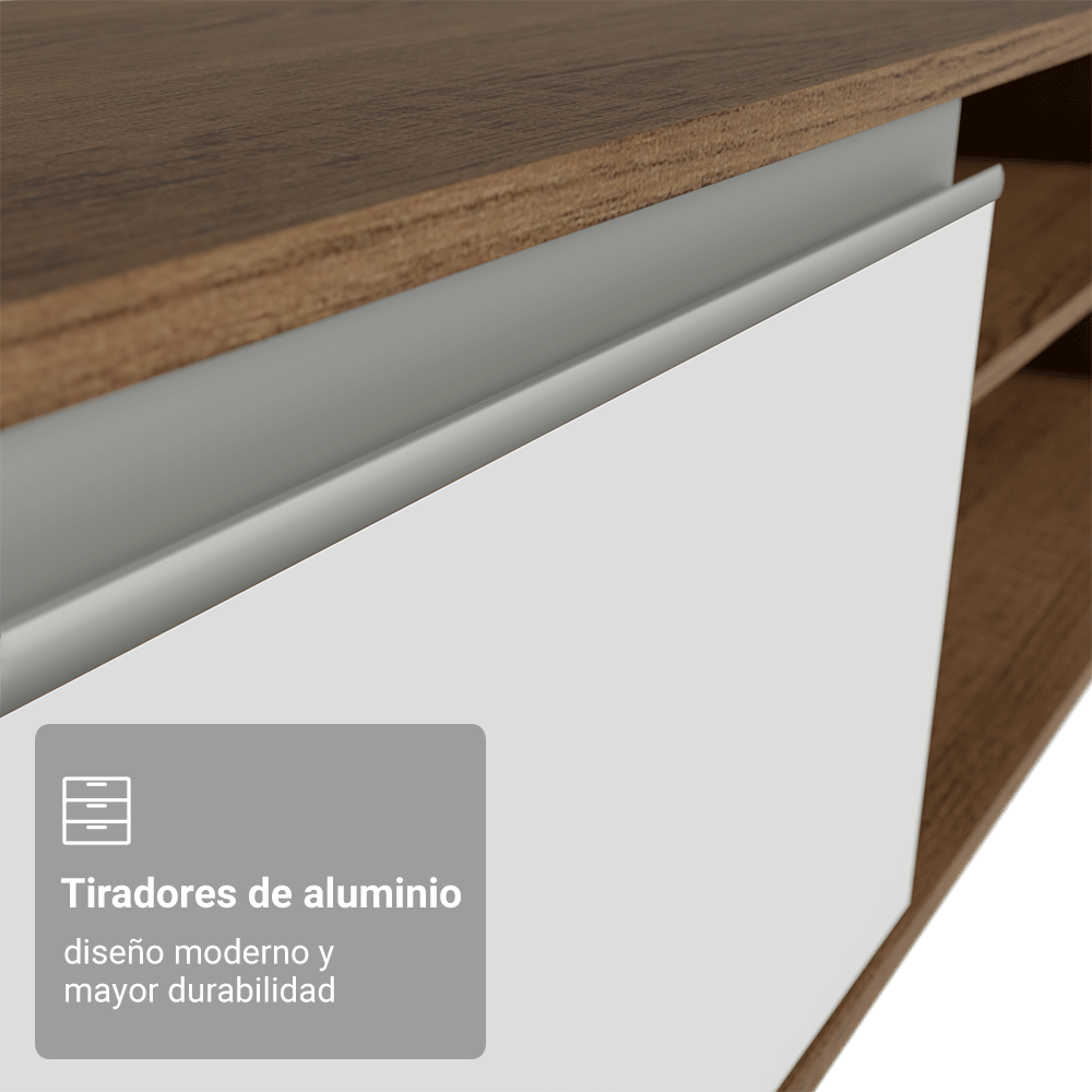 Rack Flotante para TV hasta 80 Pulgadas 218 cm 2 Puertas Marrón/Blanco Glamy Madesa