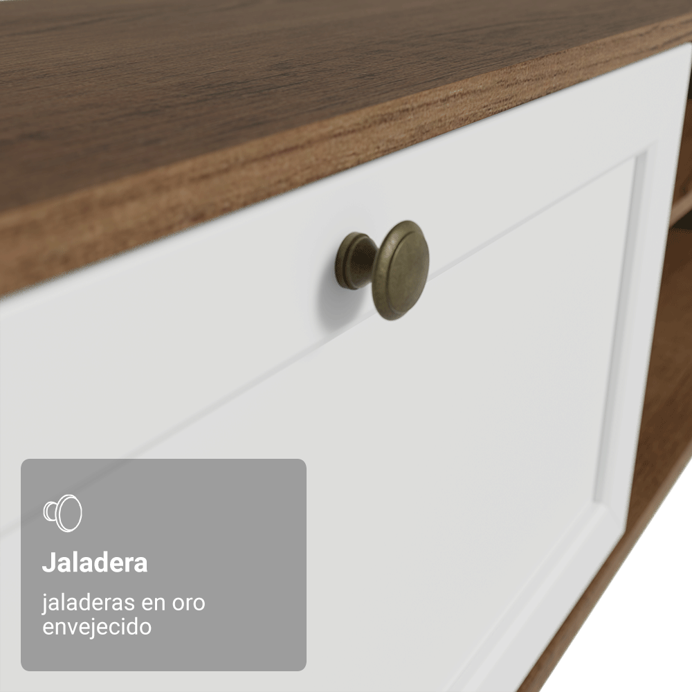 Rack Flotante para TV hasta 80 Pulgadas 218 cm 2 Puertas Marrón/Blanco Vik Madesa