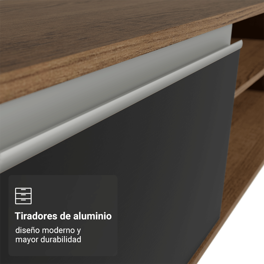 Rack para TV hasta 80 Pulgadas 218 cm 2 Puertas Marrón/Negro Glamy Madesa